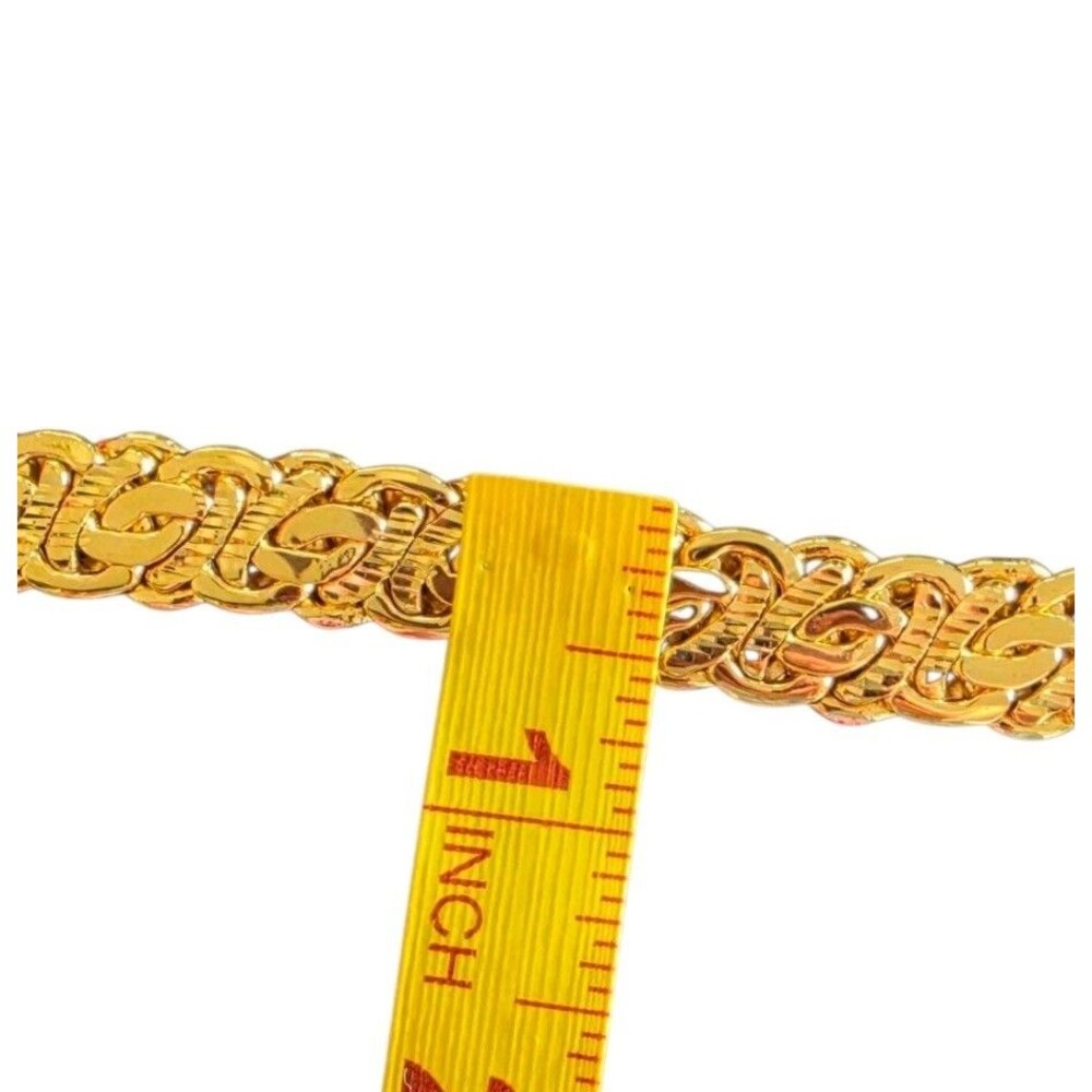 ROMANZA ITALY Byzantine Woven Chain Bracelet 8.25 In Gold Plated Over Bronze - Picture 4 of 9